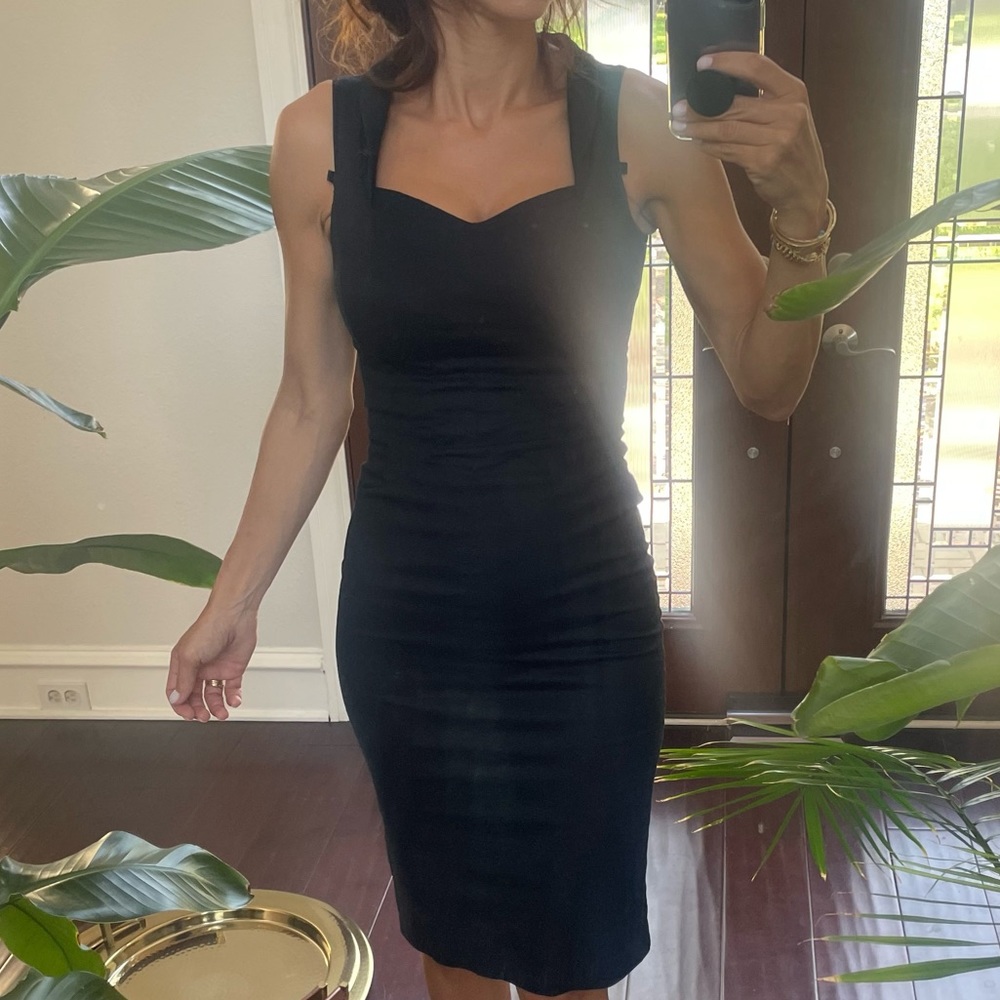 D&G black cocktail dress square neck
